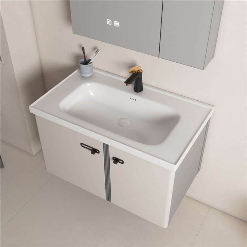 QW- aluminum stainless steel mirror smart bathroom storage cabinet