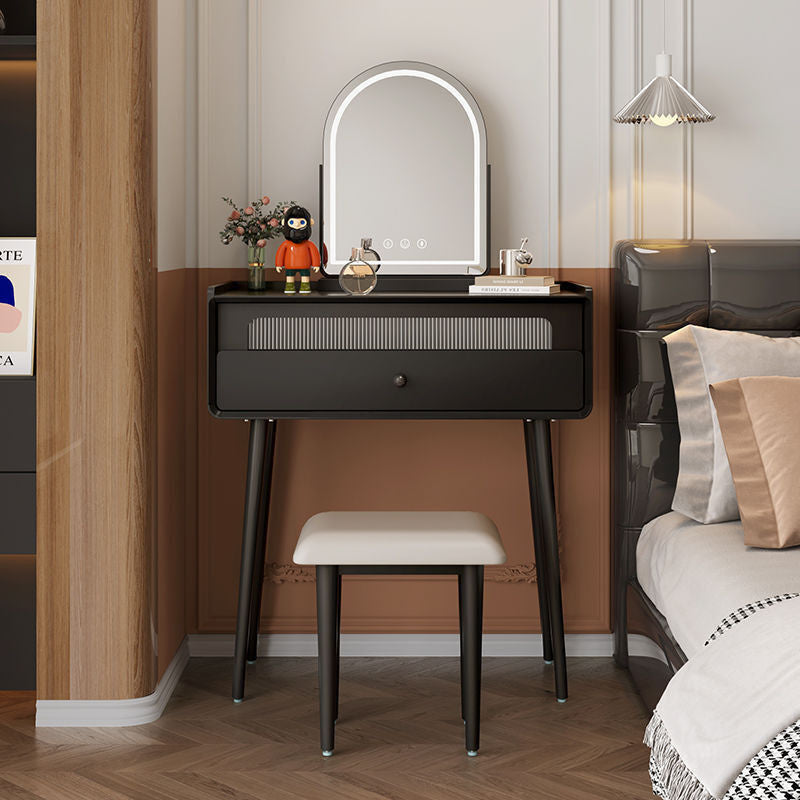 French Style One Bedroom Storage Black Multi-Functional Dressing Table with Mirror