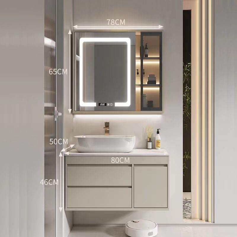 QW- Made of Real Wood, Smart Mirror in Bathroom, Bathroom Sink Storage Cabinet