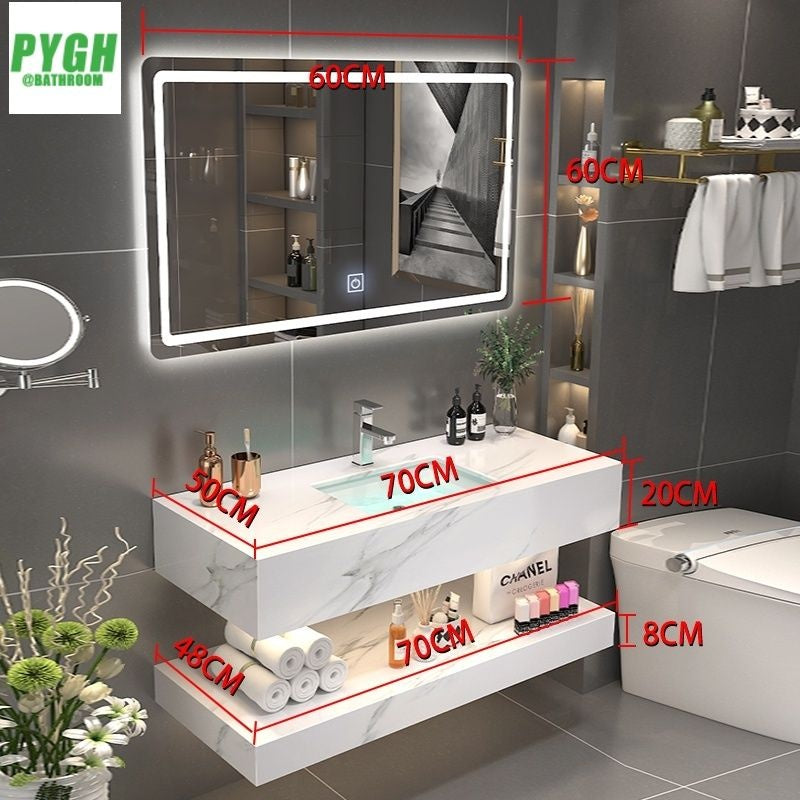 QW- Marble Sink Storage Cabinet Smart Mirror in the Bathroom