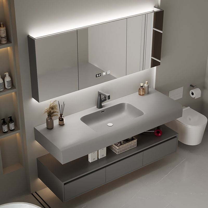QW- Real Wood Storage Sink Set Smart Mirror Cabinet in the Bathroom