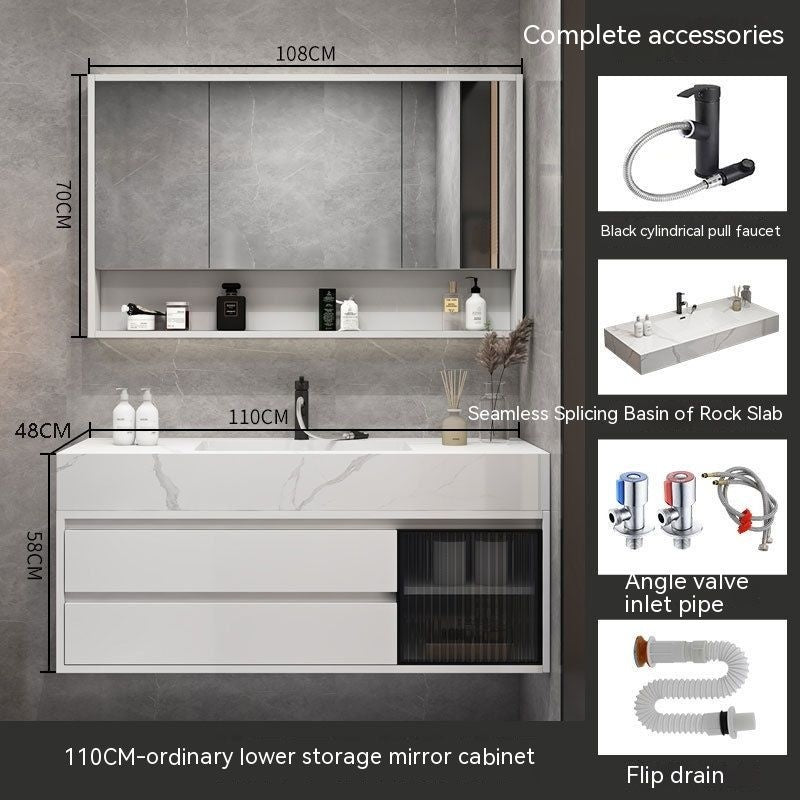 QW- Bilik Mandi Pintar, Kabinet Penyimpanan Bilik Mandi Cermin, Set Besen 