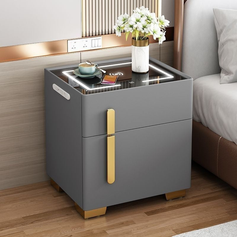 Bedside smart bedside table safe modern simple solid wood one-piece