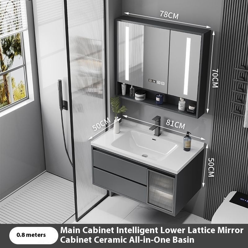QW- Solid Wood Storage Smart Mirror Cabinet Bathroom Sink Set