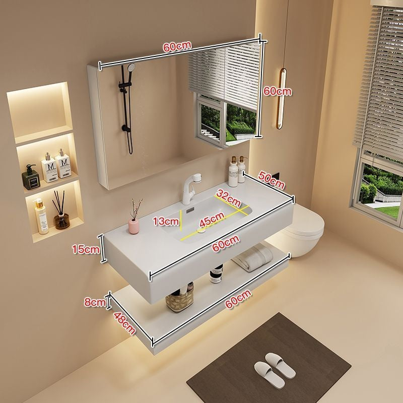 QW- Stone Sink Smart Mirror in the Bathroom Storage Cabinet
