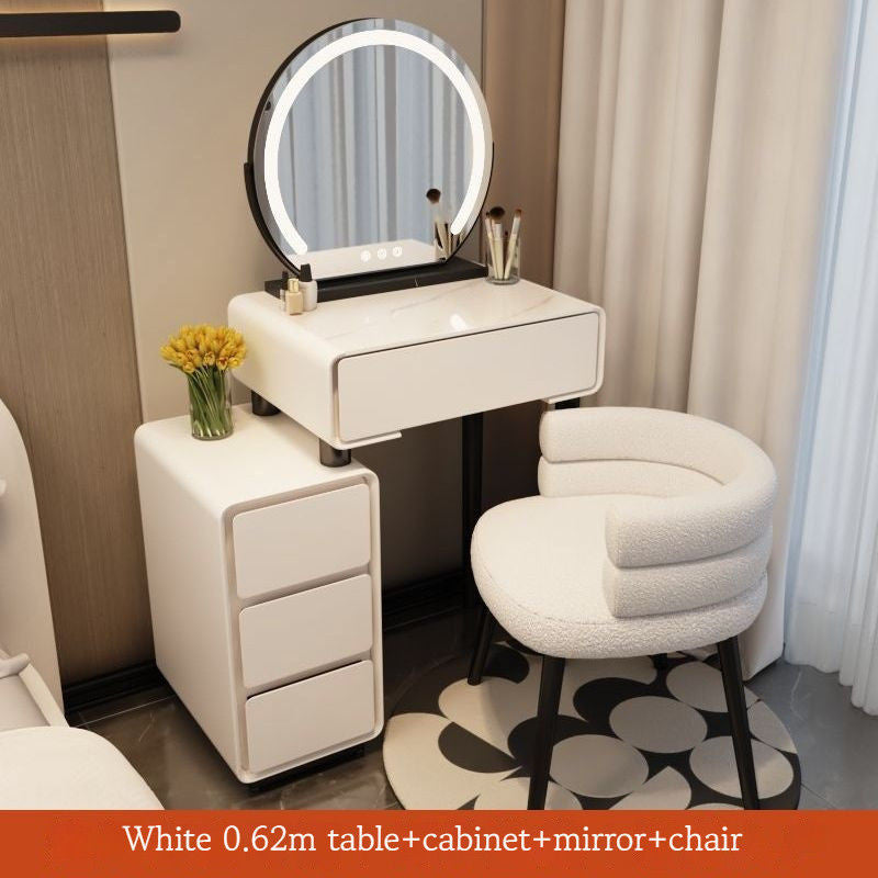 Solid Wood Bedside Table, Simple Dressing Table with Bin Cabinet for Home