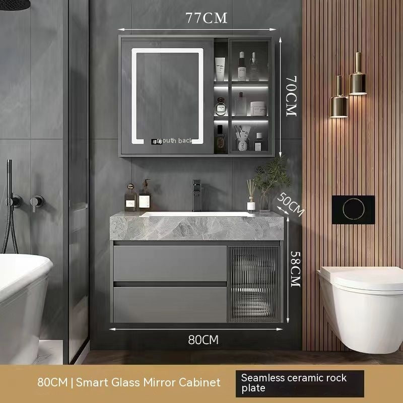Kabinet Kaca Pintar Penyimpanan Bilik Mandi QW- Rockboard Sinki 