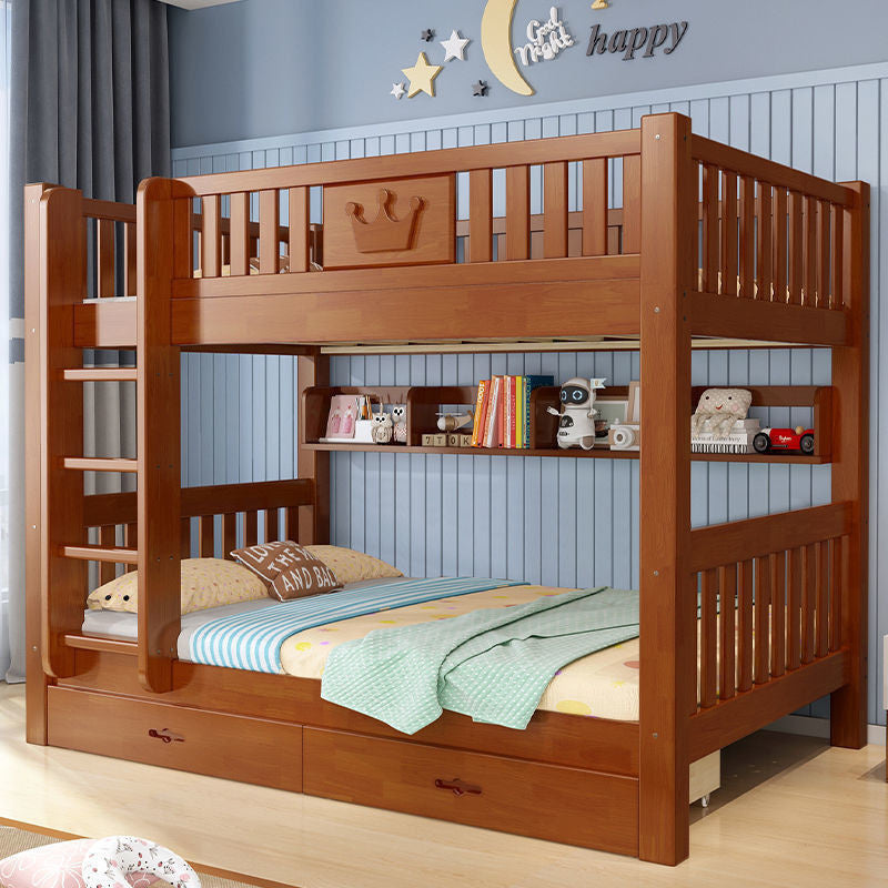 Oak upper lower bunk high and low dormitory bed, small solid wood bed for children, students, adults.
