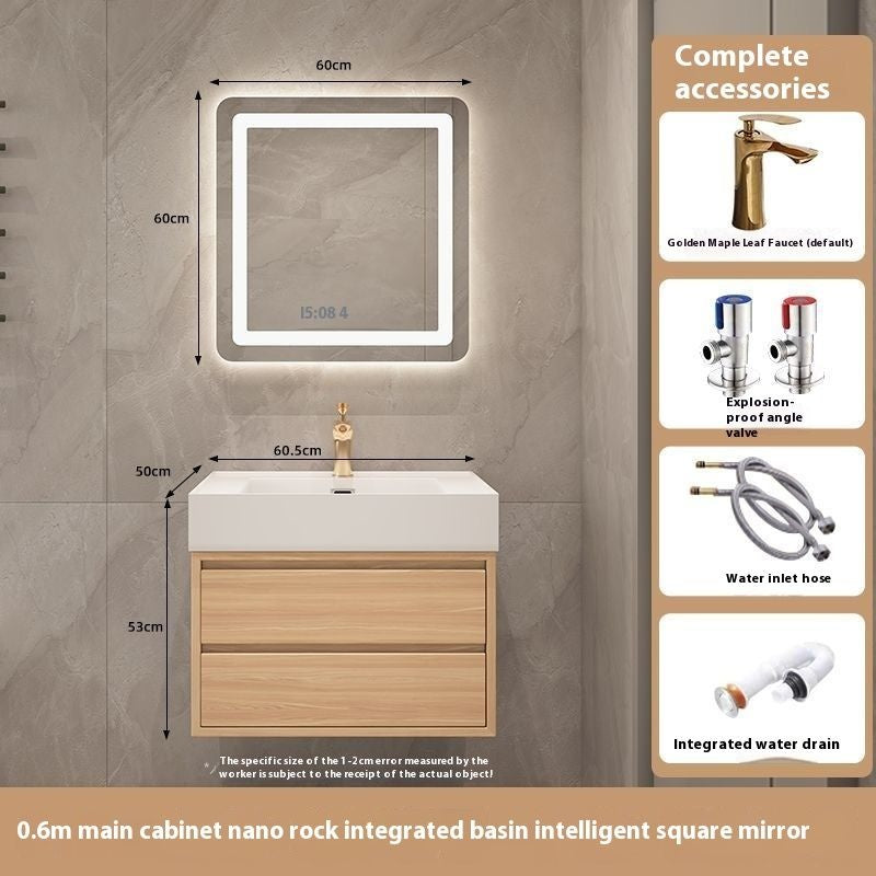 QW- Smart Solid Wood Mirror Bathroom Storage Cabinet Sink Set