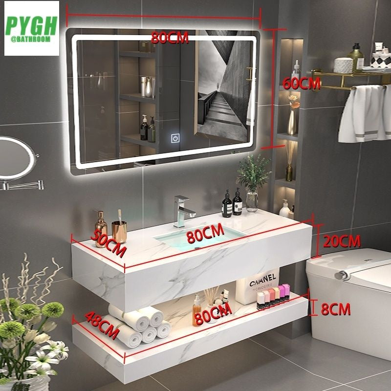 QW- Marble Sink Storage Cabinet Smart Mirror in the Bathroom