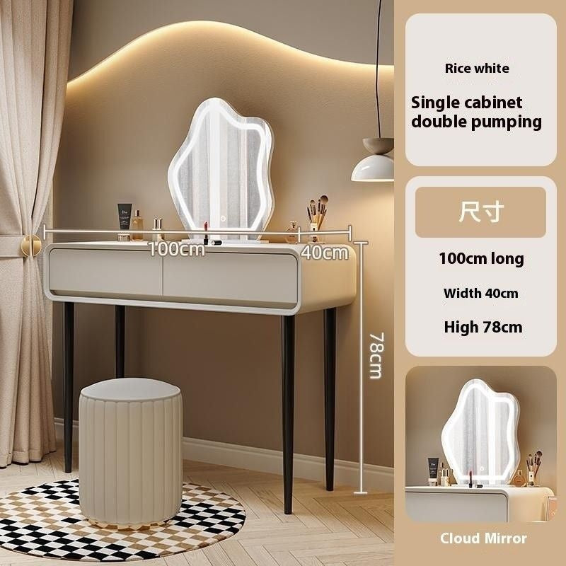 Cream Wind Solid Wood Large Bedroom Modern Simple Foldable Chest of Drawers One Dressing Table