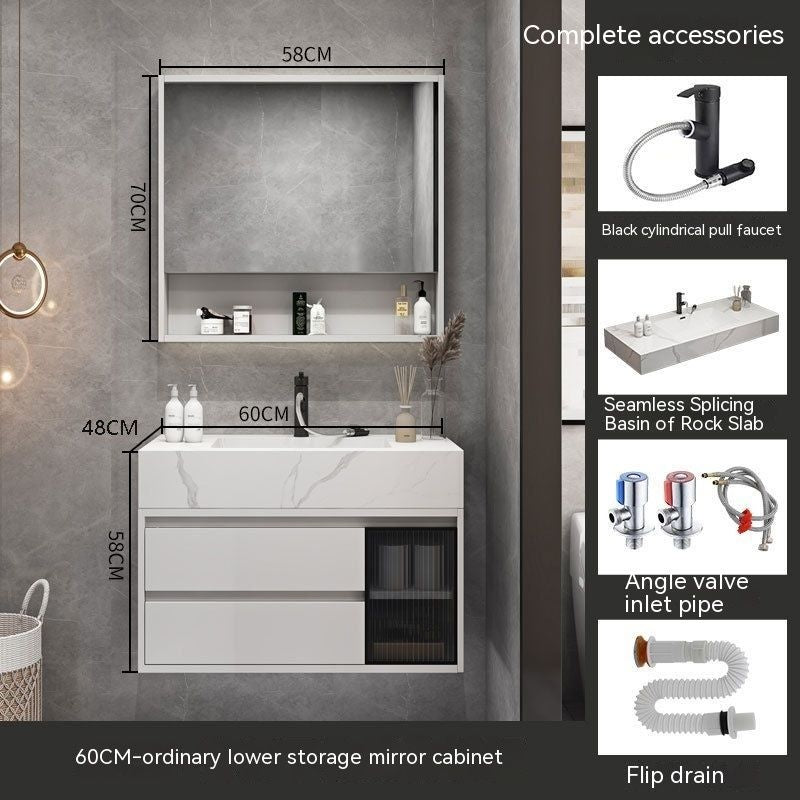 QW- Bilik Mandi Pintar, Kabinet Penyimpanan Bilik Mandi Cermin, Set Besen 