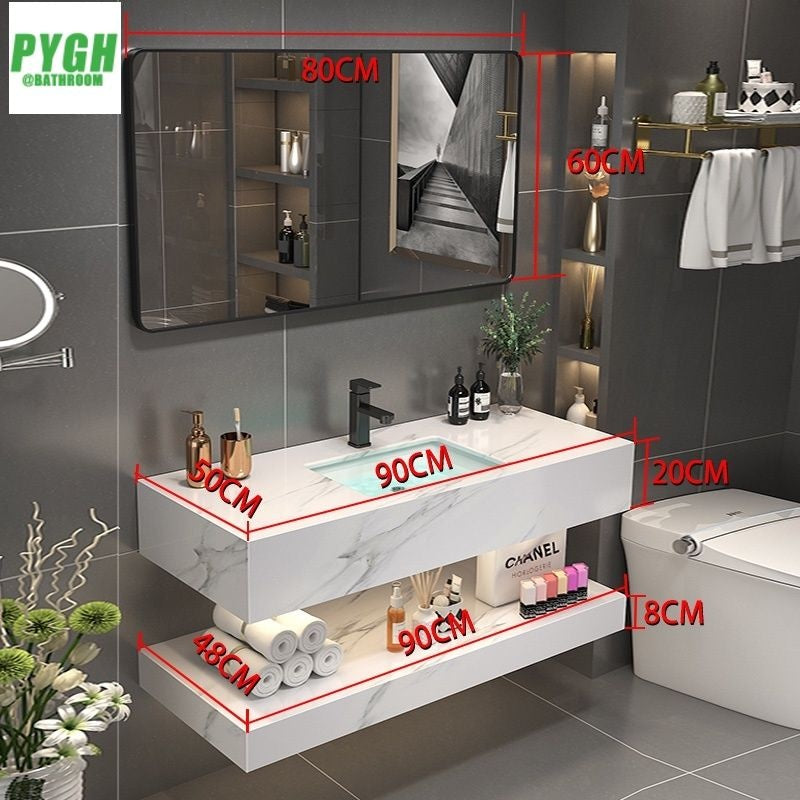 QW- Marble Sink Storage Cabinet Smart Mirror in the Bathroom