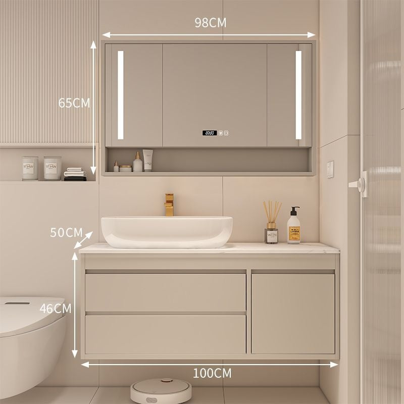 QW- Made of Real Wood, Smart Mirror in Bathroom, Bathroom Sink Storage Cabinet