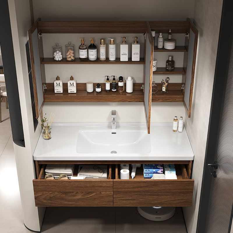 QW- Hua To wood cabinet Smart mirror in the bathroom Bathroom sink set