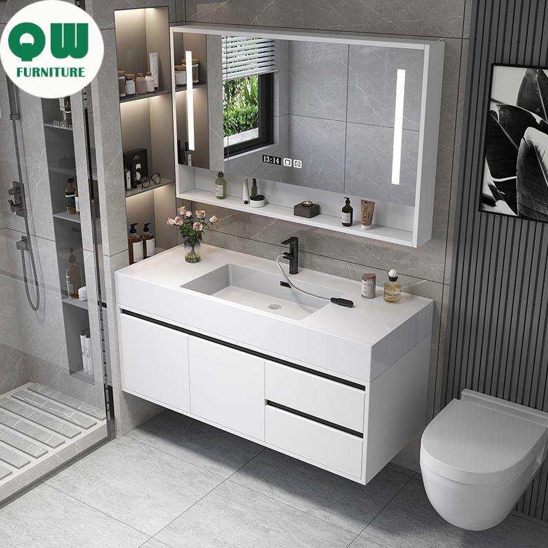 QW- Real Wood Storage Smart Mirror Cabinet Sink Set in the Bathroom