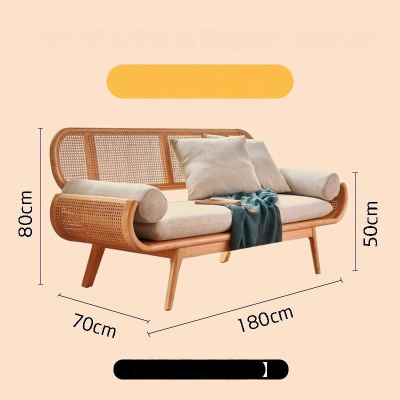 Sofa Rajutan Kayu Padu Perancis Ruang Tamu Malas Rotan Kerusi Santai Dalaman Kecil Kreatif