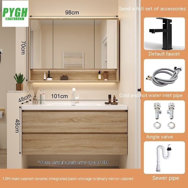QW- Bathroom storage cabinet with sink set and smart mirror