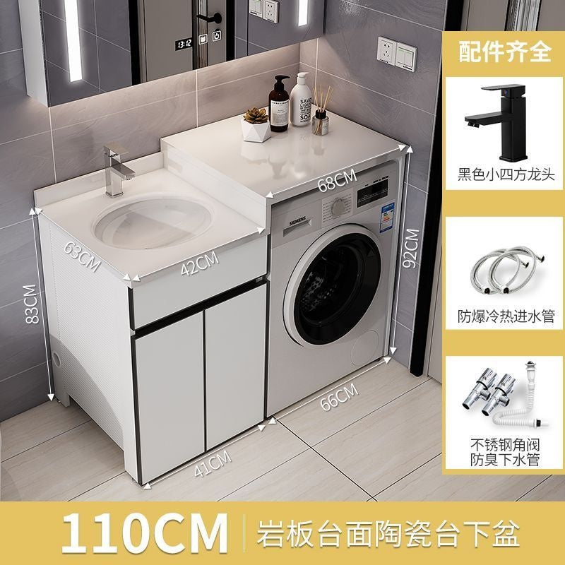 Set Kabinet Bilik Mandi Aluminium QW- dengan Sinki dan Mesin Basuh Atas Kaunter 