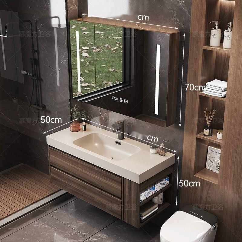 QW- Solid Wood Storage Smart Mirror Cabinet in the Bathroom, Bathroom Sink Set