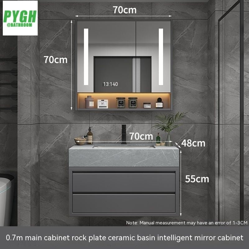 QW- Penyimpanan kayu asli cermin pintar bilik mandi, kabinet sinki untuk bilik mandi