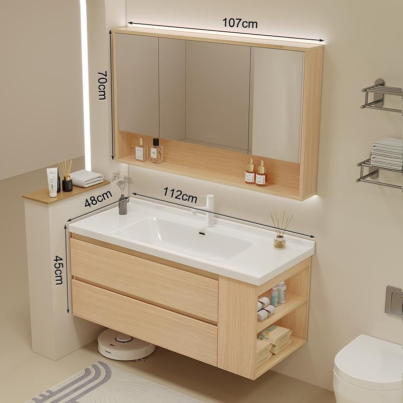 QW- Solid Wood Storage Smart Mirror Cabinet Bathroom Sink Set