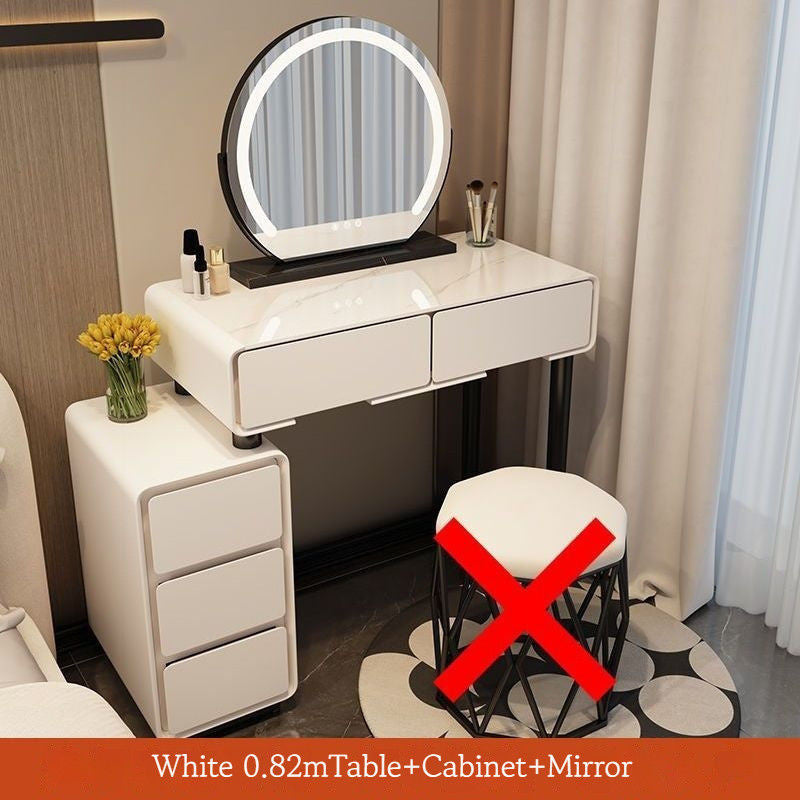 Solid Wood Bedside Table, Simple Dressing Table with Bin Cabinet for Home