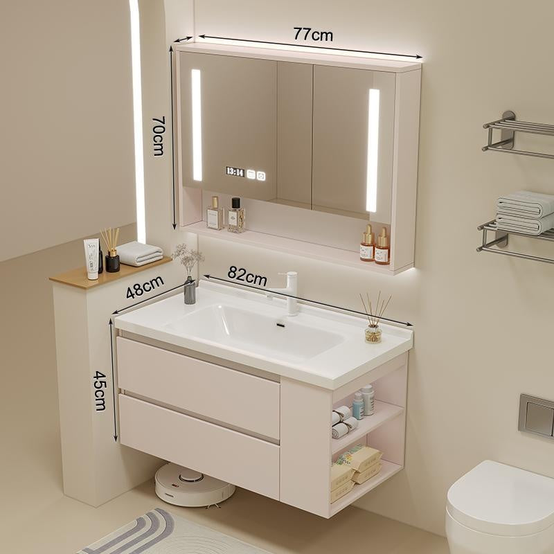 QW- Solid Wood Storage Smart Mirror Cabinet Bathroom Sink Set