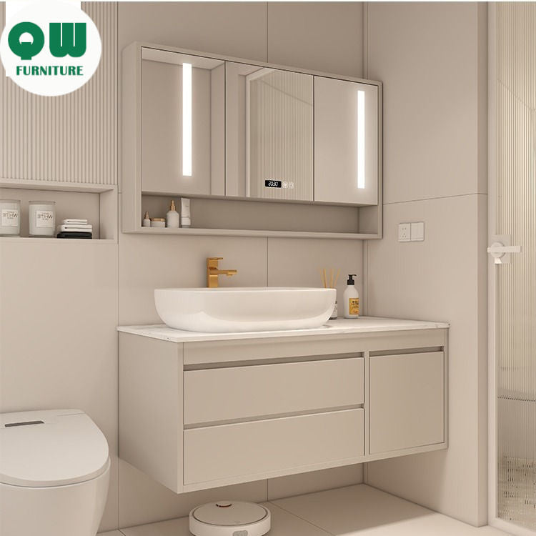 QW- Made of Real Wood, Smart Mirror in Bathroom, Bathroom Sink Storage Cabinet