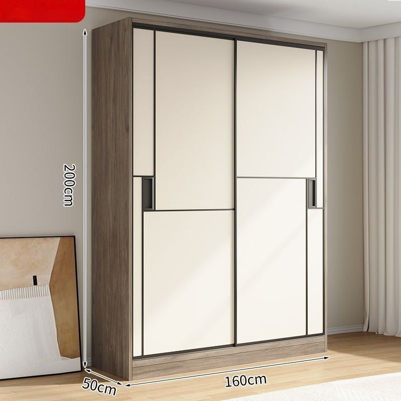 Solid Wood Sliding Door Wardrobe Large Capacity Multifunctional Storage Bedroom Multi-layer