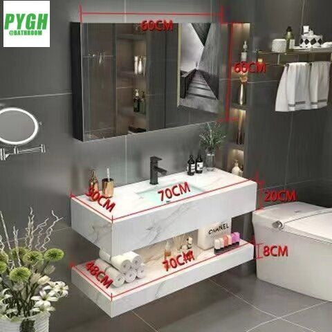 QW- Marble Sink Storage Cabinet Smart Mirror in the Bathroom