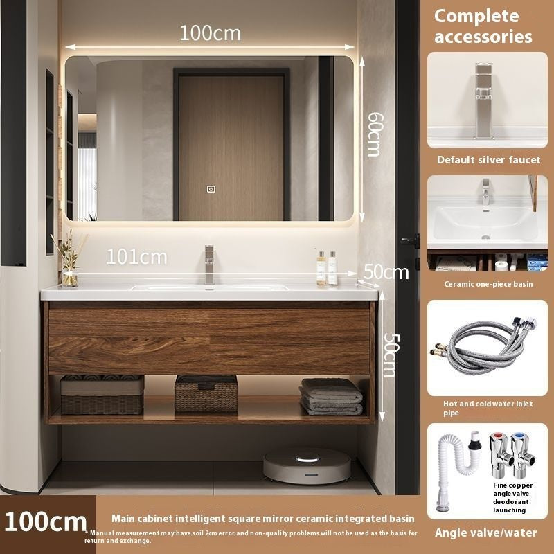 QW- Hua To wood cabinet Smart mirror in the bathroom Bathroom sink set