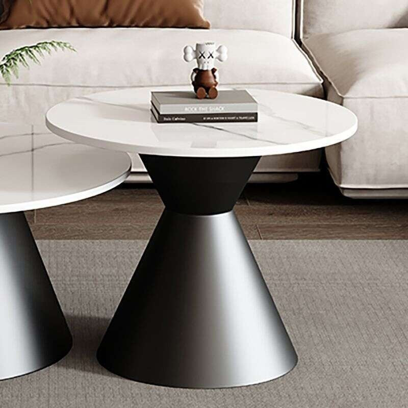 Meja Kopi Slate Sofa kopi yang ringan dan elegan untuk ruang tamu rumah, meja bulat kecil