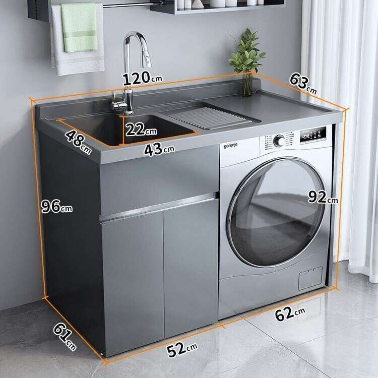 QW- Stainless Steel Storage Cabinet Bathroom Sink Washing Machine Counter