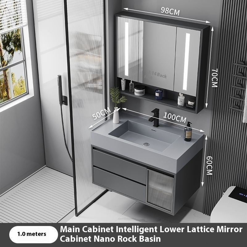 QW- Solid Wood Storage Smart Mirror Cabinet Bathroom Sink Set