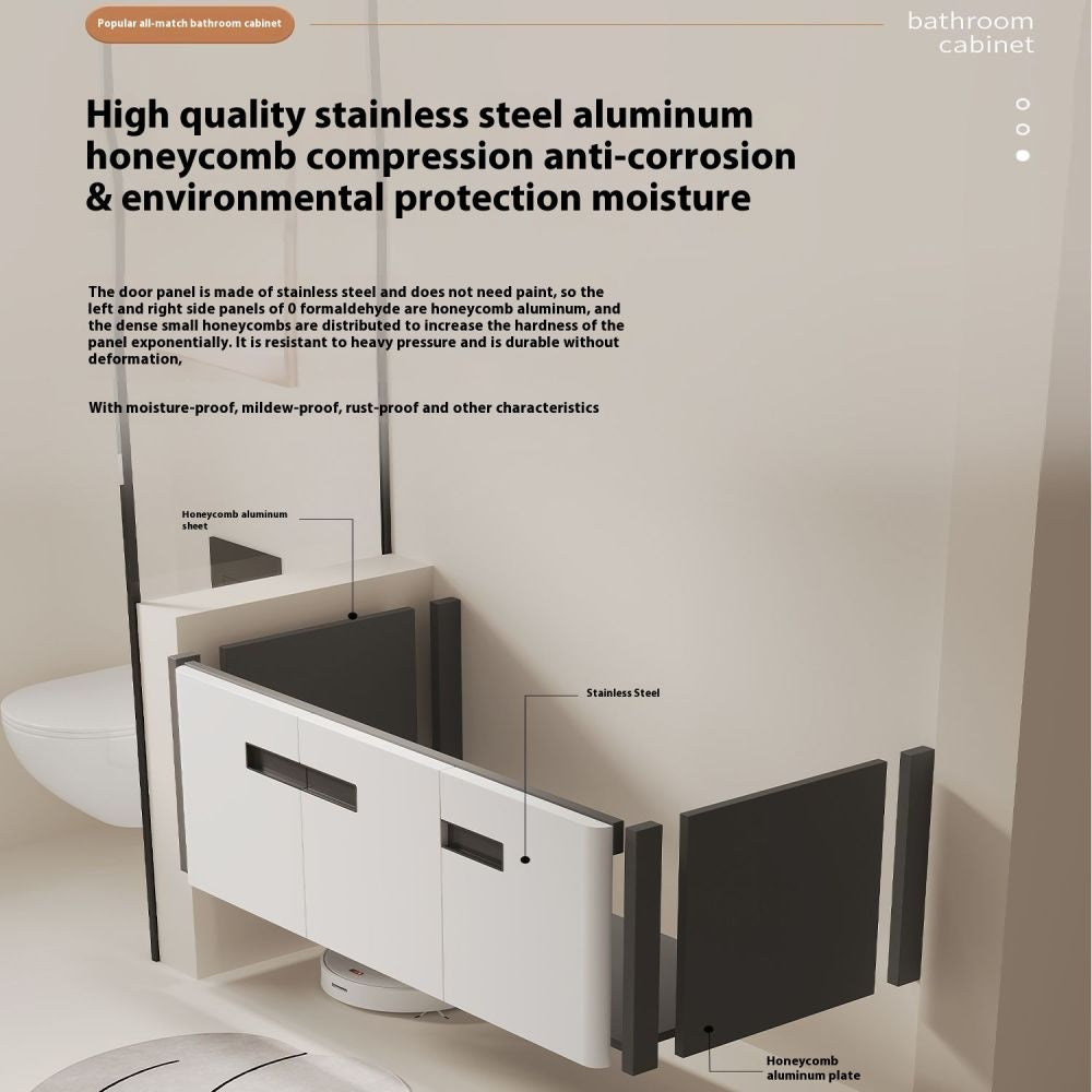 QW- alloy Aluminum makes a storage cabinet for the bathroom, mirror cabinet, and sink set.