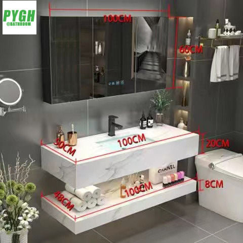 QW- Marble Sink Storage Cabinet Smart Mirror in the Bathroom