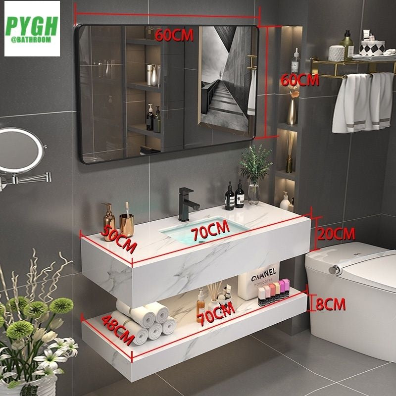 QW- Marble Sink Storage Cabinet Smart Mirror in the Bathroom