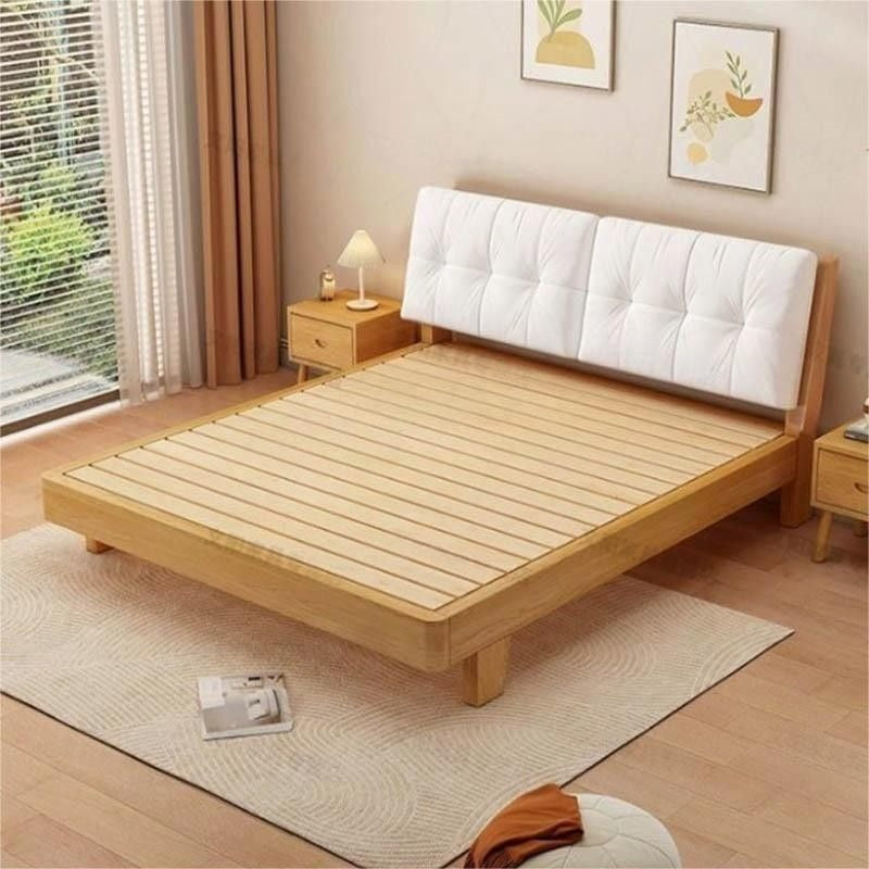 Nordic Solid Wood Full Single 1m x2m Cream Wind Big Bedroom Modern Soft Pack Small Double Bed