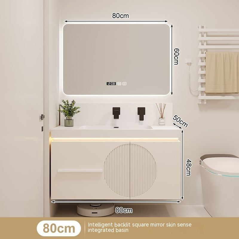 QW- Cream Style Smart Mirror Cabinet for Bathroom, Storage Cabinet, Bathroom Sink Set