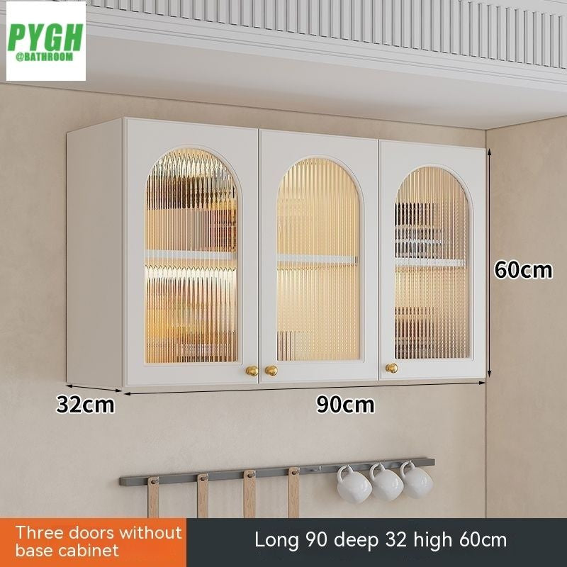 QW- Massif Wooden Kitchen Hanging French Style Wall Mounted Storage Cabinet