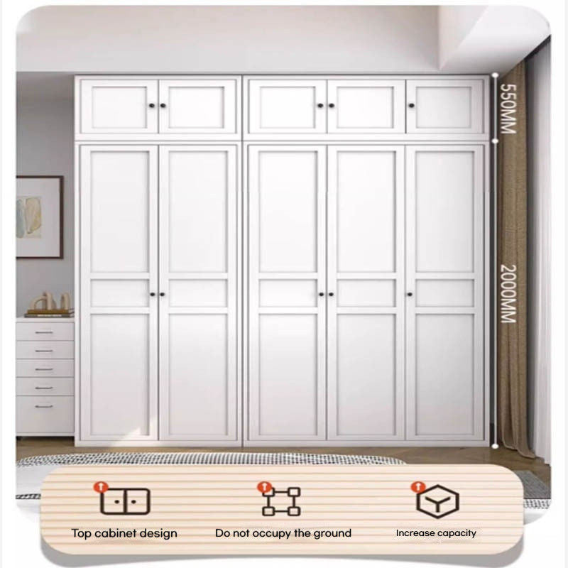 Closet, wrought iron home bedroom storage, European style cream color, wardrobe, children's wardrobe