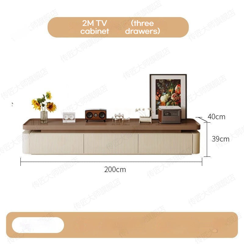 Modern Simple Living Room with Storage Drawer Coffee Table TV Cabinet Combo Set
