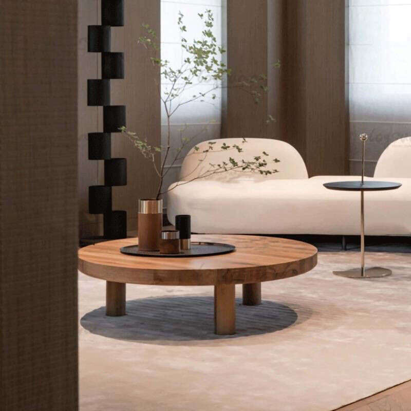 Solid Wood Coffee Color Login Modern Simple Nordic Wooden Tea Living Room Round Table for Home