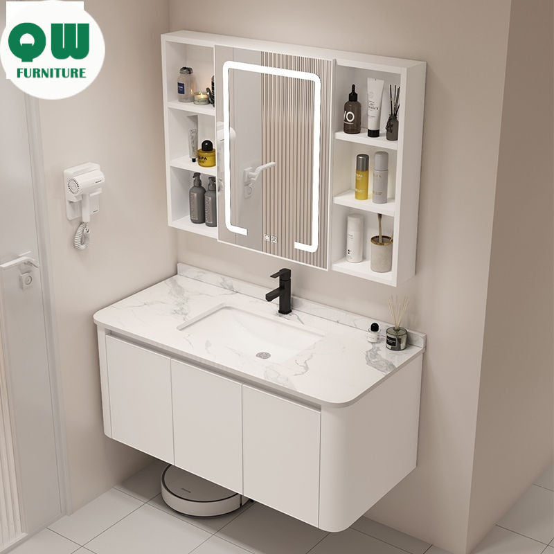 QW- Basin space aluminum integrated basin cabinet, bathroom mirror, storage cabinet