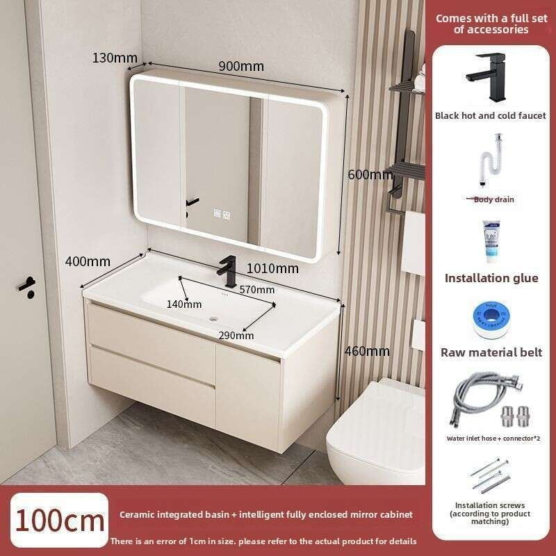 QW- Set storan meja solek, lebar 40 cm. Kabinet Cermin Bilik Mandi