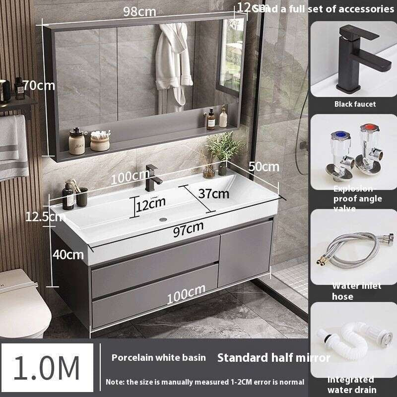 QW- Stone Basin Smart Mirror Bathroom Storage Cabinet