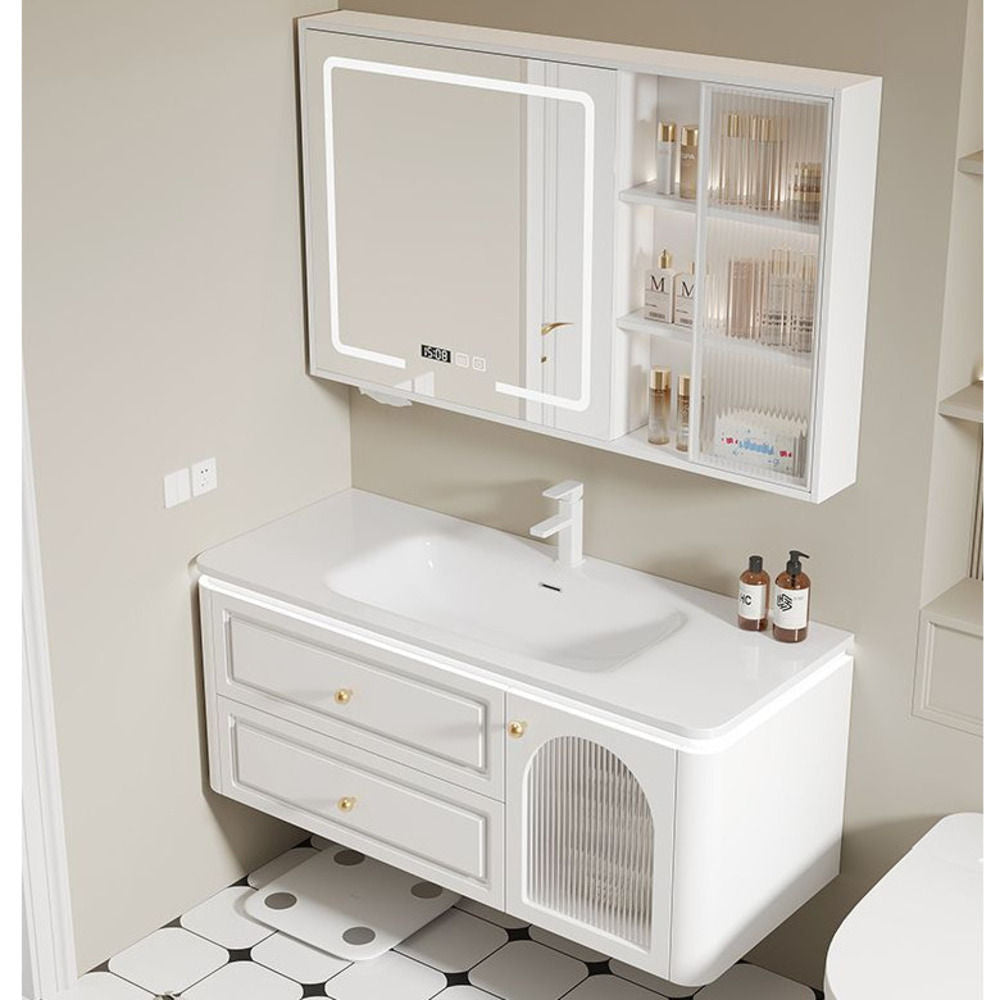 QW- French Cream Style Storage Cabinet Smart Mirror in the Bathroom Sink