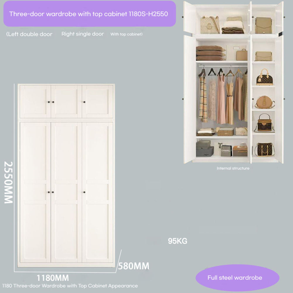 Closet, wrought iron home bedroom storage, European style cream color, wardrobe, children's wardrobe