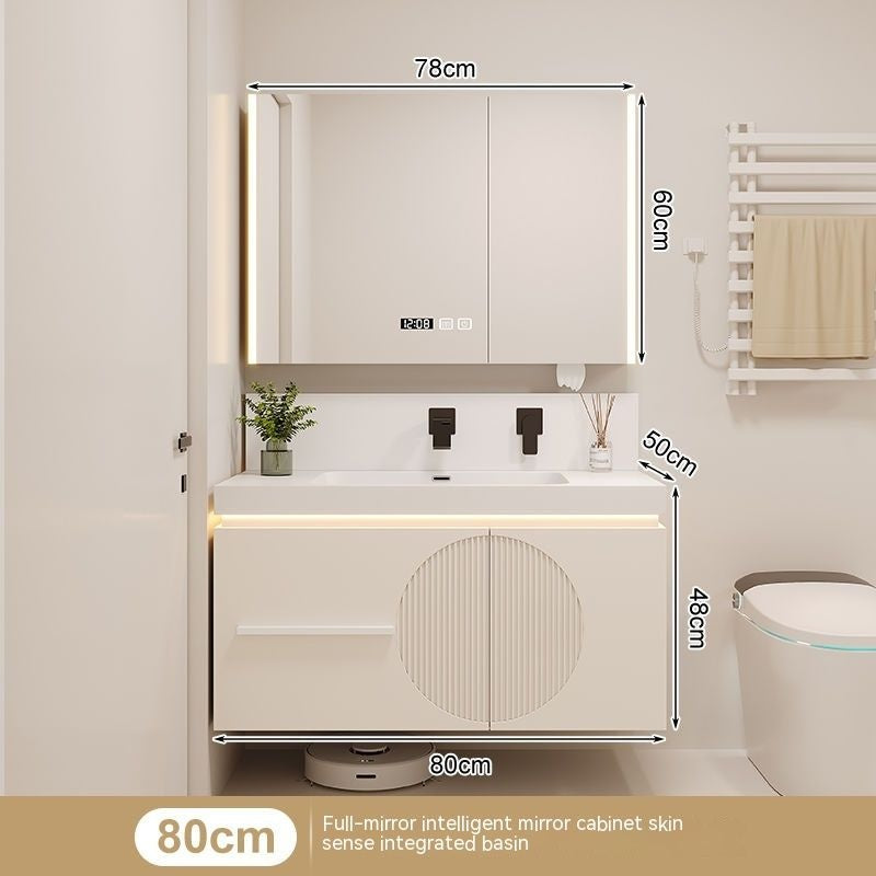 QW- Cream Style Smart Mirror Cabinet for Bathroom, Storage Cabinet, Bathroom Sink Set